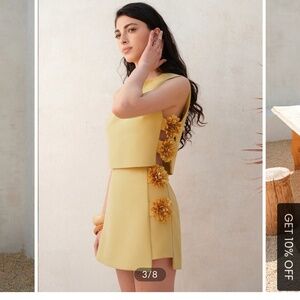 3D Floral Embellished Short Skirt Set